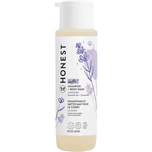 The Honest Company 2-in-1 Cleansing Shampoo + Body Wash | Gentle for Baby | Naturally Derived, Tear-free, Hypoallergenic | Lavender Calm, 18 fl oz