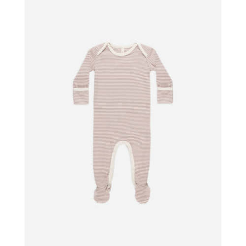 Ribbed Footie || Mauve Stripe