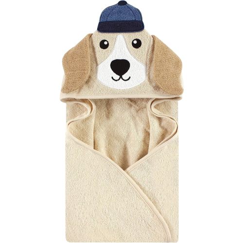 Hudson Baby Unisex Baby Cotton Animal Face Hooded Towel, Baseball Dog, One Size