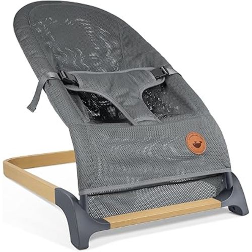 ANGELBLISS Baby Bouncer, Portable Bouncer Seat for Babies, Infants Bouncy Seat with Mesh Fabric, Natural Vibrations (Dark Grey)