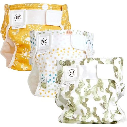 Honest Hybrid Cloth Diaper Covers with Pocket-Sling, Large (22-40 lbs), Stops Nighttime Leaks, Use with Boosties Disposable Diaper Pad or Reusable Insert, 3 Pack of Cotton Muslin Covers