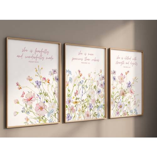 Wildflower Prints, Boho Nursery Wall Art, Wildflower Nursery Decor, Girl Nursery Decor, Floral Nursery Art, Christian nursery, Bible nursery