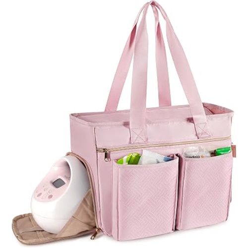 Fasrom Breast Pump Bag Compatible with Spectra S1 S2, Pumping Bag for Work, Portable Breast Pump Storage Travel Tote Bag, Pink