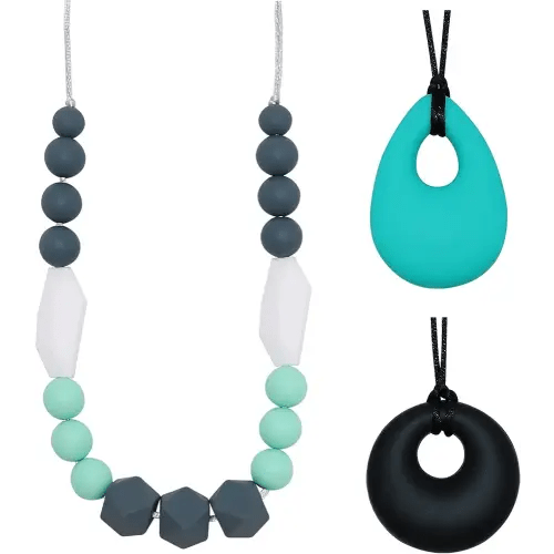 Sensory Chew Necklaces for Boys Girls, Silicone Chewy Necklace Sensory Toys for Kids with Autism Anxiety ADHD SPD, Sensory Chew Toys Reduce Chewing Biting Fidgeting for Adult Chewer