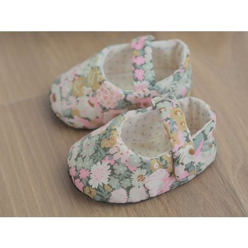 British pink floral baby shoes