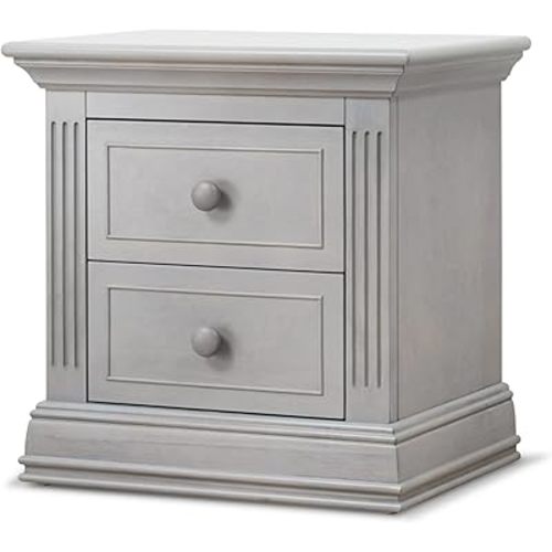 Sorelle Furniture Providence Baby Nightstand - Nursery, Kids Bedroom Furniture with Drawers, Stone Gray