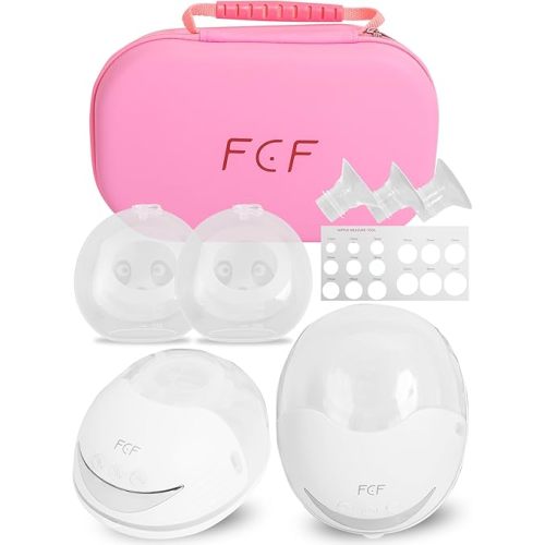 FCF Breast Pump E1 | Hands Free Breast Pump 4 Modes & 12 Levels,Wearable Breast Pump,Memory Function, Rechargeable,with 4 Size Flange,& Breast Milk Collector,2 Pack, White