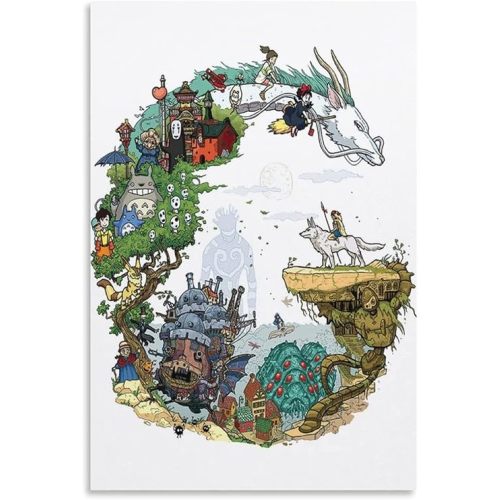 Cartoon Characters Anime World StudioGhibli Posters Decorative Painting Canvas Wall Art Living Room Posters Bedroom Painting 12x18inch(30x45cm)