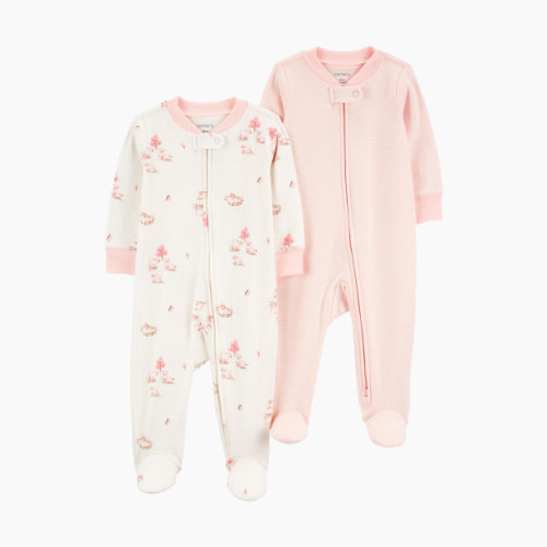 Carter's 2-Way Zip Cotton Sleep & Plays (2 Pack) - Pink, 9 M