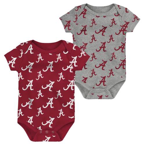 Alabama Crimson Tide Newborn & Infant Two-Pack Double Up Bodysuit Set - Crimson/Heather Gray