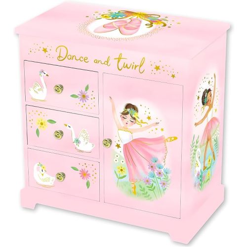 Giggle & Honey® Ballerina Musical Jewelry Box for Girls | Ballerina Toys for Girls Age 4-6 Kids Jewelry Box with Drawers, Toddler Jewelry Box for Little Girls