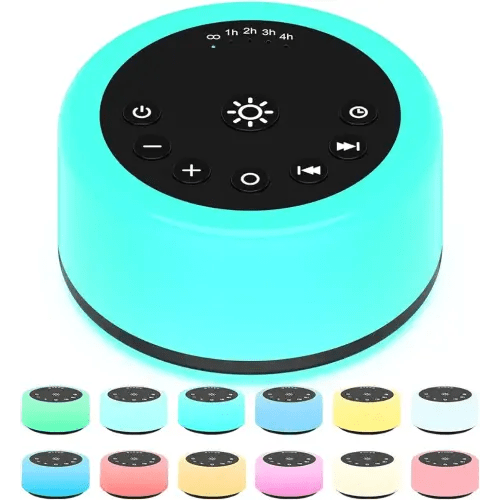 ColourNoise Sound Machine White Noise Machine 12 Colors Night Lights Brown Noise Machine with 30 Soothing Sounds Sleep Sound Machine with 5 Timers Portable for Home Travel and Office(Black)