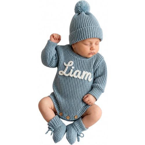 Personalized Newborn Knitted Romper