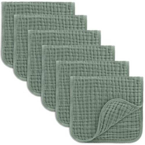 Muslin Burp Cloths Large 100% Cotton by Comfy Cubs, Color: Fern, Size: pack of 6