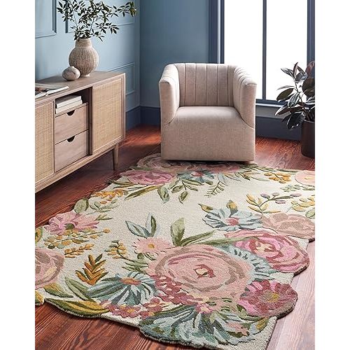 Jardon Area Rug – 5’ x 7' – Handmade Wool Area Rugs – Multi Color – Rugs for Living Room, Bedroom – Anti-Skid – Carpets with Non-Slip Natural Backing with 100% Cotton