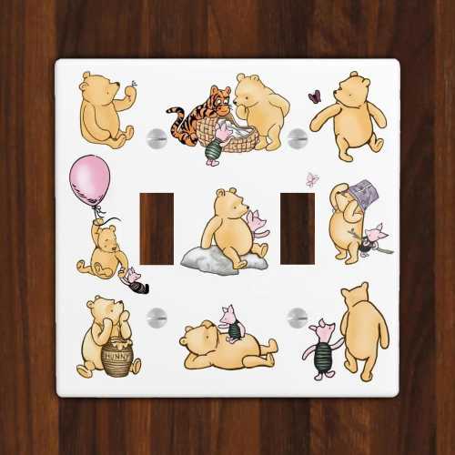 Winnie the Pooh Light Switch Cover, Classic Vintage Pooh Bear Switch Outlet Plate, Pooh Bear Nursery Decor