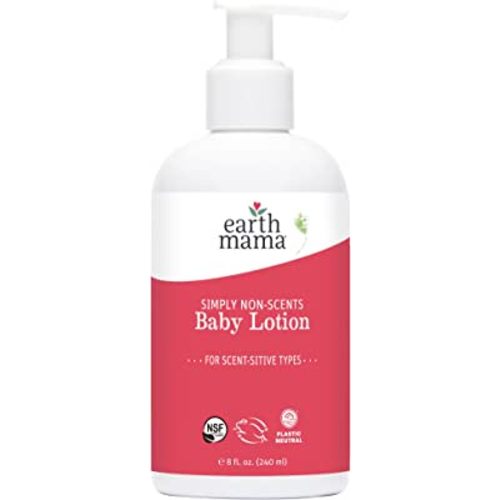 Earth Mama Simply Non-Scents Baby Lotion for Dry Skin, Calendula Cream for Newborn Skin Care, Organic Moisturizer for Children with Aloe Juice, Rooibos, & Shea Butter, Fragrance Free, 8-Fluid Ounce