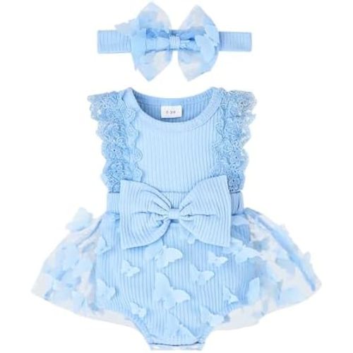 Baby Girl Summer Clothes Cute Newborn Girl Outfits Sleeveless Lace One Piece Romper +Headband 2pcs set 0-12 Months