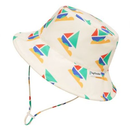 Tiny Twinkle Sun Hat with UPF 50+ UV Protection and Adjustable Brim for Toddlers (Sailboats, 0-6 Months)