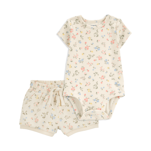 Baby 2-Piece Floral Bodysuit & Short Set - Ivory | Carter's