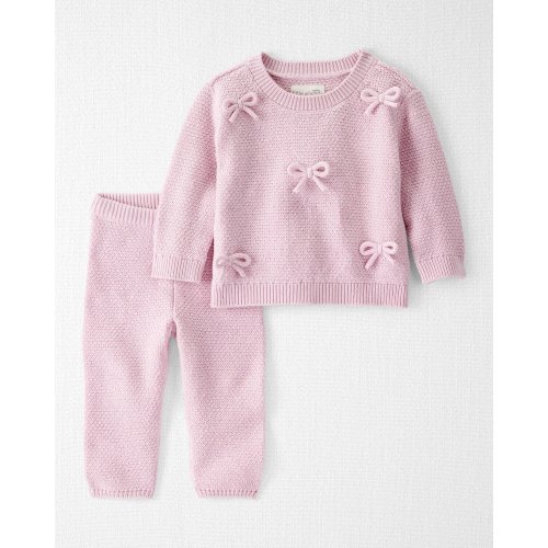 Baby Girl 2-Piece Organic Cotton Bow Sweater Knit Set - Little Planet | Carter's