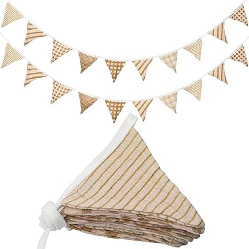 Oudain 15.5 ft Pennant Banner Flags, 2 Pcs Nursery Garland Triangle Bunting Flag Baby Banner for Nursery Decor Baby Birthday Boho Wedding Shower Party Event, Each 7.75 ft(Vivid Color)