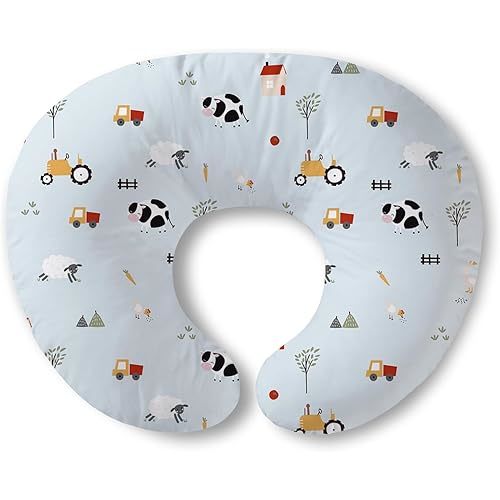 Little Grape Land Nursing Pillow for Breastfeeding, Breathable Breast Feeding Pillow and Positioner with Removable Cover for More Support, Tummy Time and Bottle Feeding Support Pillow, Blue Ranch