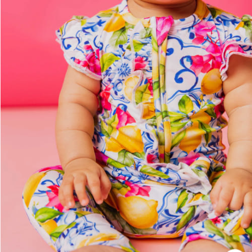 Carpe Lemon Cap Sleeve Romper