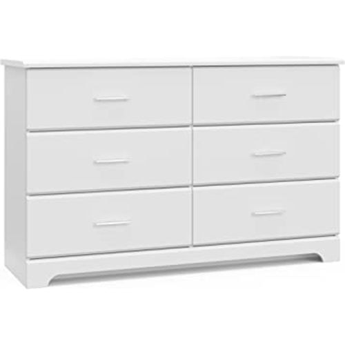 Storkcraft Brookside 6 Drawer Double Dresser (White) – GREENGUARD Gold Certified, Dresser For Nursery, Kids, Chest Of Drawers