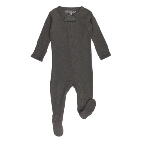 Organic Pointelle 2-Way Zipper Footie | Feather 0-3mo