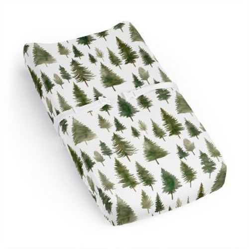 Sweet Jojo Designs Baby Boy, Girl, Unisex/Gender Neutral Changing Pad Sheet Woodland Pine Tree Green and White
