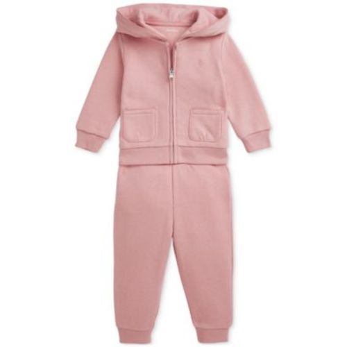 Baby Girls Zip-Up Hoodie & Pants, 2 Piece Set