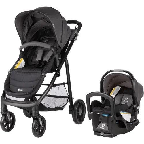 Diono Quantum 4 3-in-1 Travel System with LiteClik 30 R SafePlus Infant Car Seat and Base, Rear-Facing for Infants 4-30lbs, Includes Infant Car Seat Folding Stroller and Toddler Seat (Gray Slate)