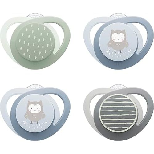 NUK Glow-in-The-Dark Orthodontic Pacifier with Heart-Shaped Shield, BPA-Free, fits 0-6 Months, 4-Pack