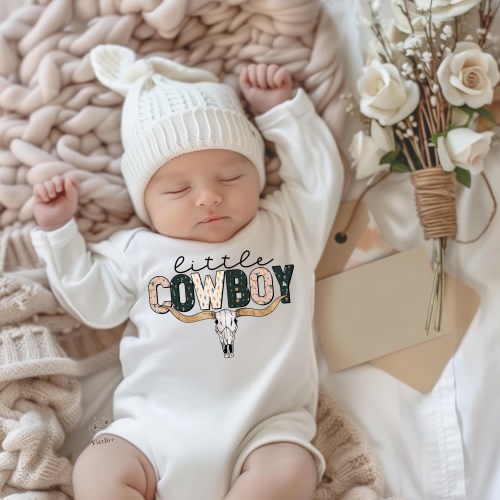 Little Cowboy Shirt, Western Baby Boy Bodysuits, Toddler Shirts, Long Sleeve Boys Outfit,