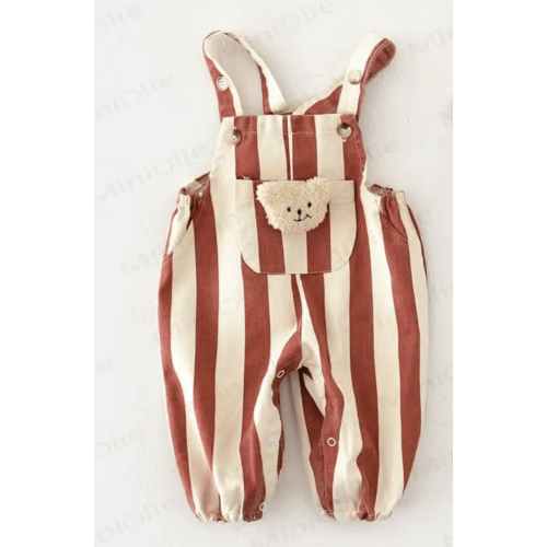 Baby Bear Adjustable Red Striped Overalls