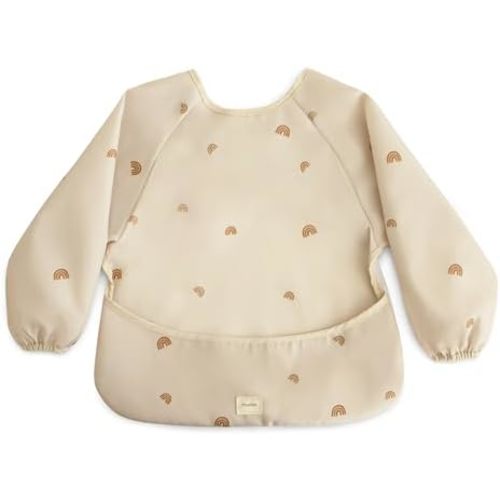mushie Long Sleeve Baby Bib | Mess Free & Waterproof Fabric for Toddlers | Adjustable Fit for Ages 6-24 Months