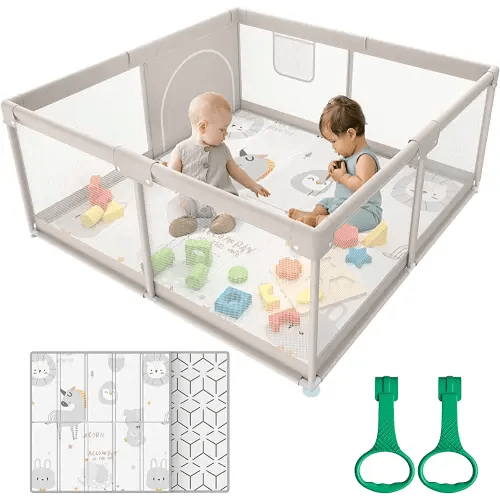 Baby Playpen,Playpen, Playpen for Babies and Toddlers, Play Pen for Kids, Play Pens for Babies and Toddlers for Apartment (47 * 47 inch Grey with mat)