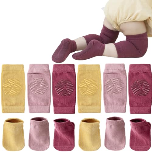 ISANPAN Unisex Baby Crawling Anti-Slip Knee Pads and Socks,Save Baby Knee and Ankle,Baby Walker Essentials