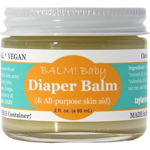 Diaper Balm - Organic Diaper Rash Cream – Cloth Diaper Rash Cream Balm | Multipurpose Skin Aid | Natural – Vegan - Herbal | Rash Ointment for Infants Kids | Plastic Free | Made in USA