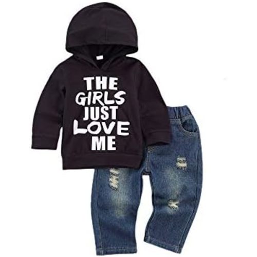 fhutpw Toddler Baby Boy Outfits Hoodie Sweatshirts & Jeans Clothes Set Fall Winter 6 9 12 18 24 Months