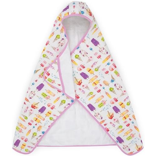 Little Unicorn Cotton Muslin & Terry Hooded Towel, Larger Size 1-6 Years, Brain Freeze