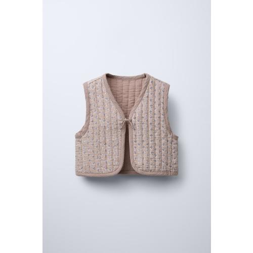 FLORAL PRINT QUILTED VEST - Sand | ZARA United States