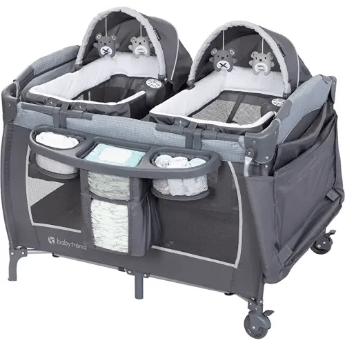 Baby Trend Lil’ Snooze™ Deluxe III Nursery Center® Playard for Twins, Cozy Grey