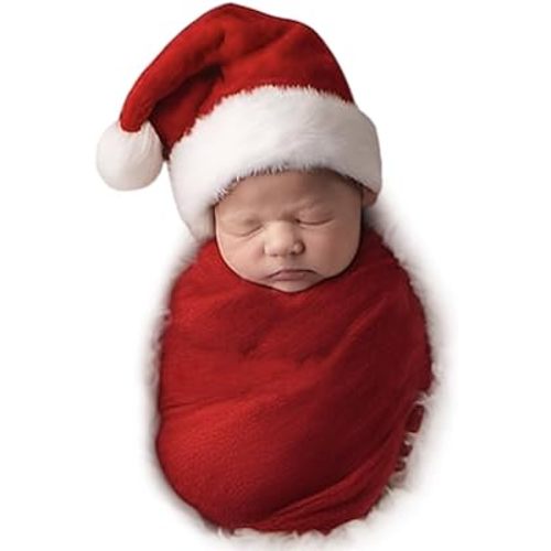 ForBaysy Newborn Christmas Photoshoot Outfit Elf Newborn Costume Newborn Wrap With Santa Xmas Hat Newborn photo props