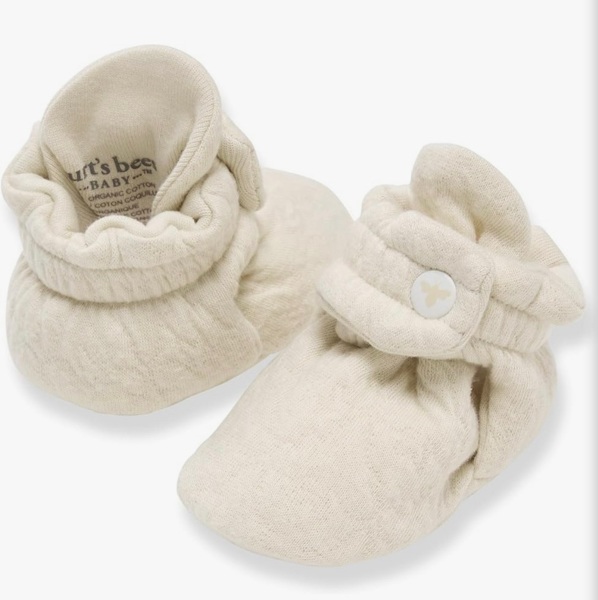 Burt's Bees Baby Unisex Booties Organic Cotton Newborn Essentials Shoes for Infants