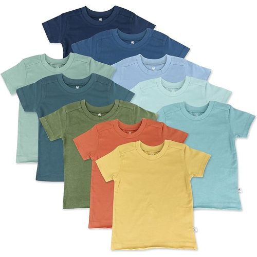 HonestBaby Multipack Short Sleeve T-Shirt Tee 100% Organic Cotton Infant Baby, Toddler, Little Kids Boys, Girls, Unisex