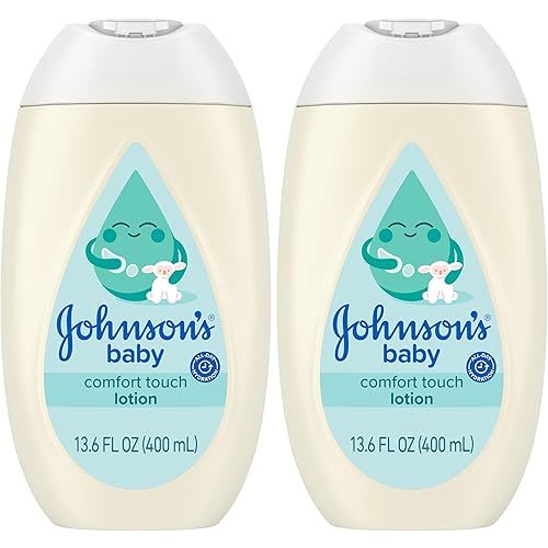 Johnson's Baby Lotion, CottonTouch, 13.6 fl. oz, Pack of 2 | For Newborns | Hypoallergenic | With Real Cotton | Paraben-Free