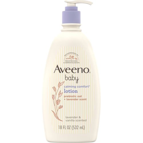 AVEENO BABY Calming Comfort Moisturizing Lotion with Relaxing Lavender & Vanilla Scents, Non-Greasy Body Lotion with Natural Oatmeal & Dimethicone, Paraben- & Phthalate-Free, 18 fl. Oz