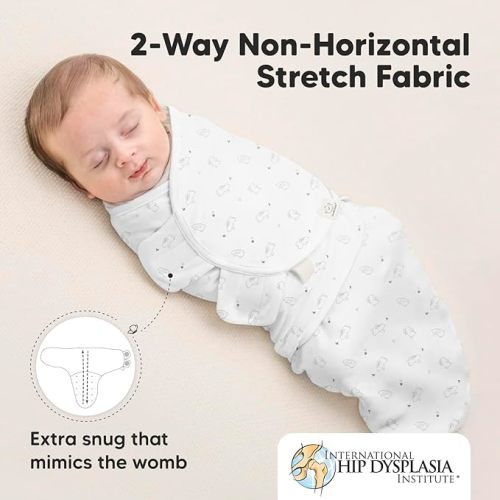 KeaBabies 3-Pack Organic Baby Swaddle Sleep Sacks - Newborn Swaddle Sack, Ergonomic Baby Swaddles 0-3 Months, Swaddles for Newborns,Baby Sleep Sack,Baby Swaddle Blanket Wrap,Baby Essentials (Bunnies) - One Size